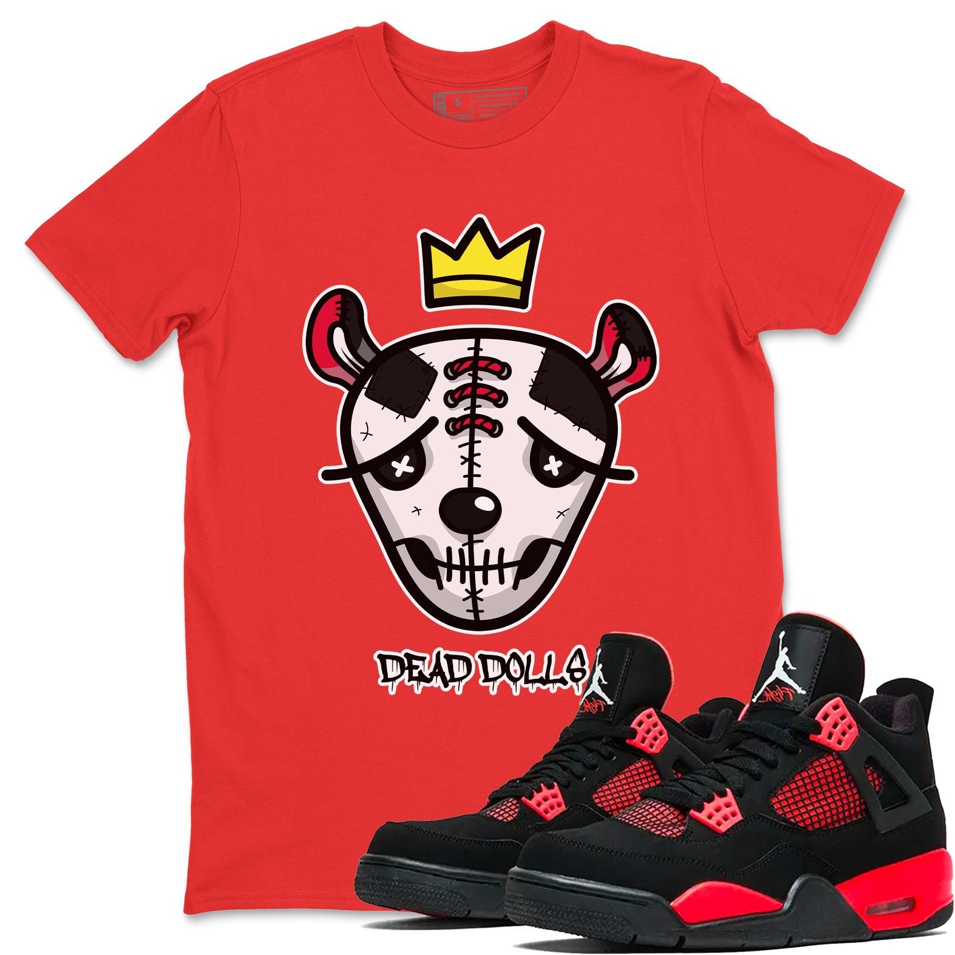 Jordan 4 Red Thunder Sneaker Match Tees Dead Dolls Face Sneaker Tees Jordan 4 Red Thunder Sneaker Release Tees Unisex Shirts