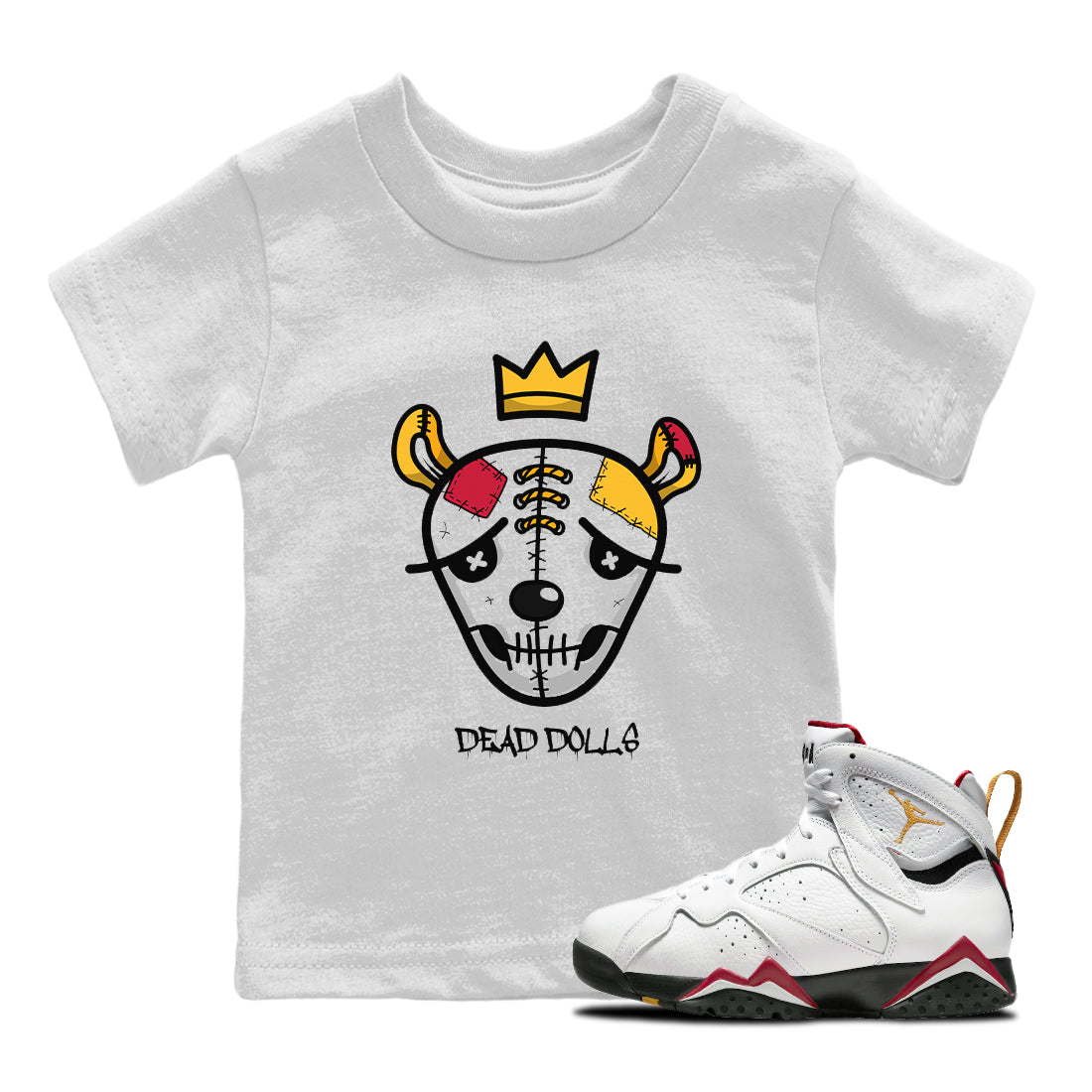 Jordan 7 Cardinal Sneaker Match Tees Dead Dolls Face Sneaker Tees Jordan 7 Cardinal Sneaker Release Tees Kids Shirts