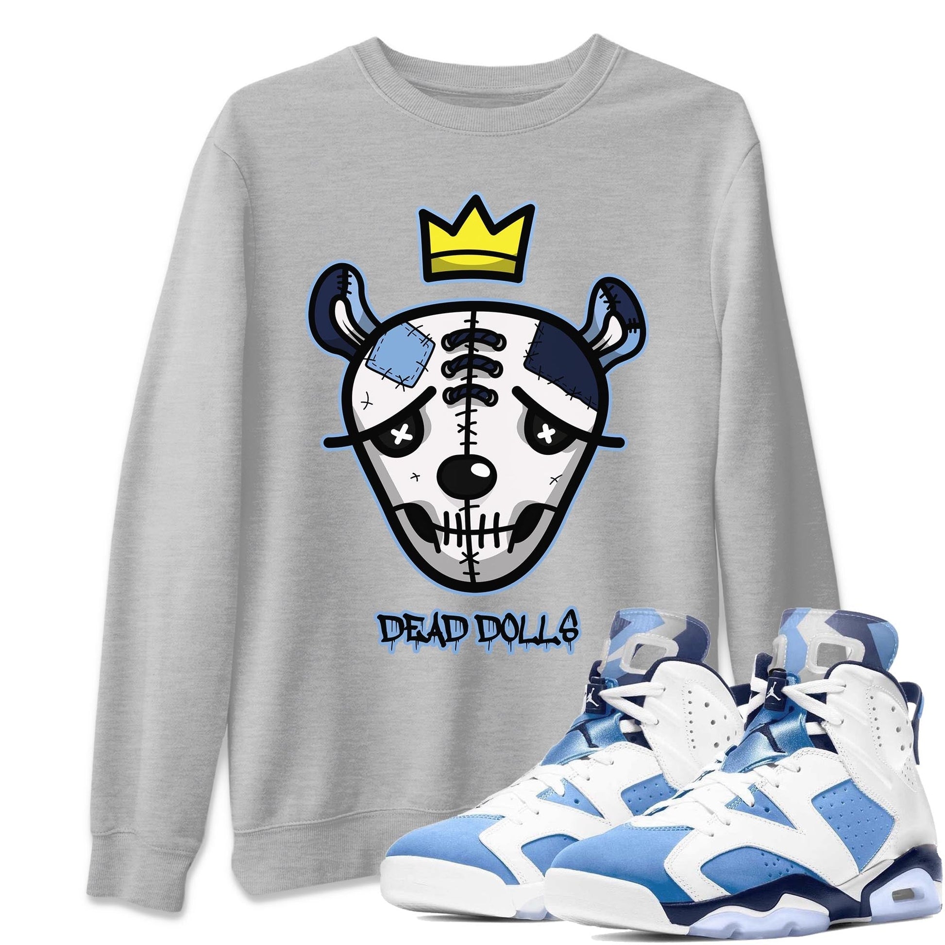 Jordan 6 UNC Sneaker Match Tees Dead Dolls Face Sneaker Tees Jordan 6 UNC Sneaker Release Tees Unisex Shirts