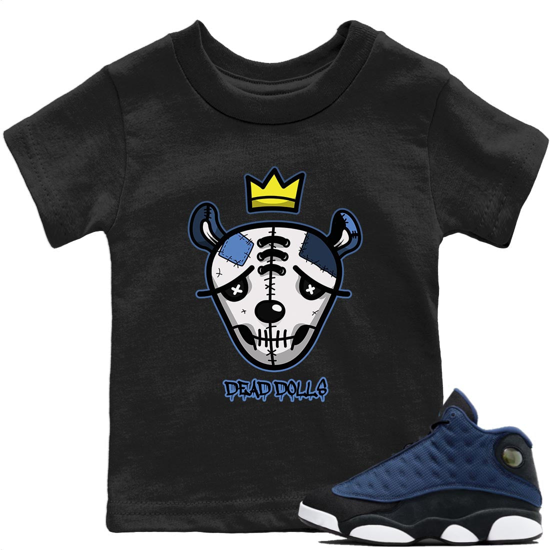 Jordan 13 Brave Blue Sneaker Match Tees Dead Dolls Face Sneaker Tees Jordan 13 Brave Blue Sneaker Release Tees Kids Shirts