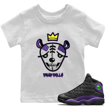 Jordan 13 Court Purple Sneaker Match Tees Dead Dolls Face Sneaker Tees Jordan 13 Court Purple Sneaker Release Tees Kids Shirts