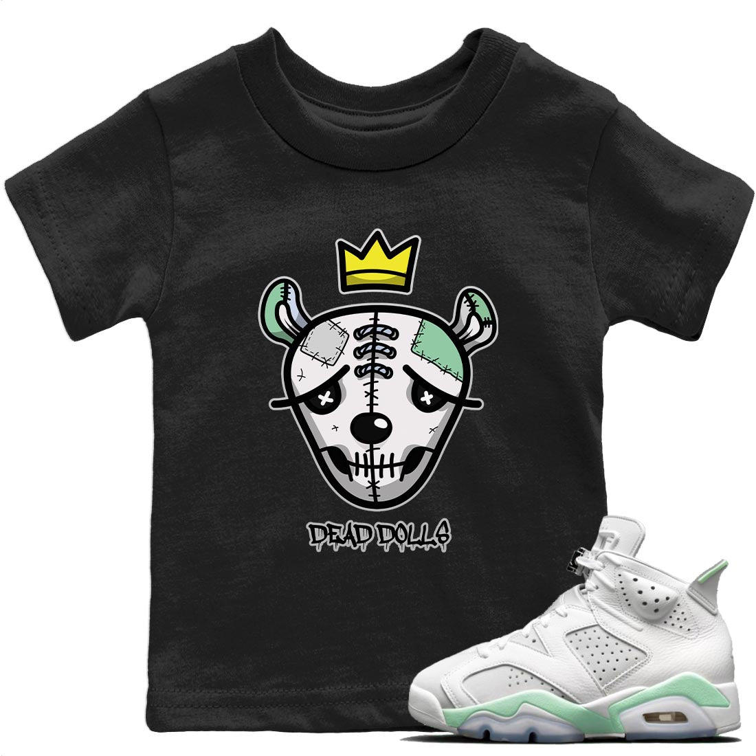 Jordan 6 Mint Foam Sneaker Match Tees Dead Dolls Face Sneaker Tees Jordan 6 Mint Foam Sneaker Release Tees Kids Shirts