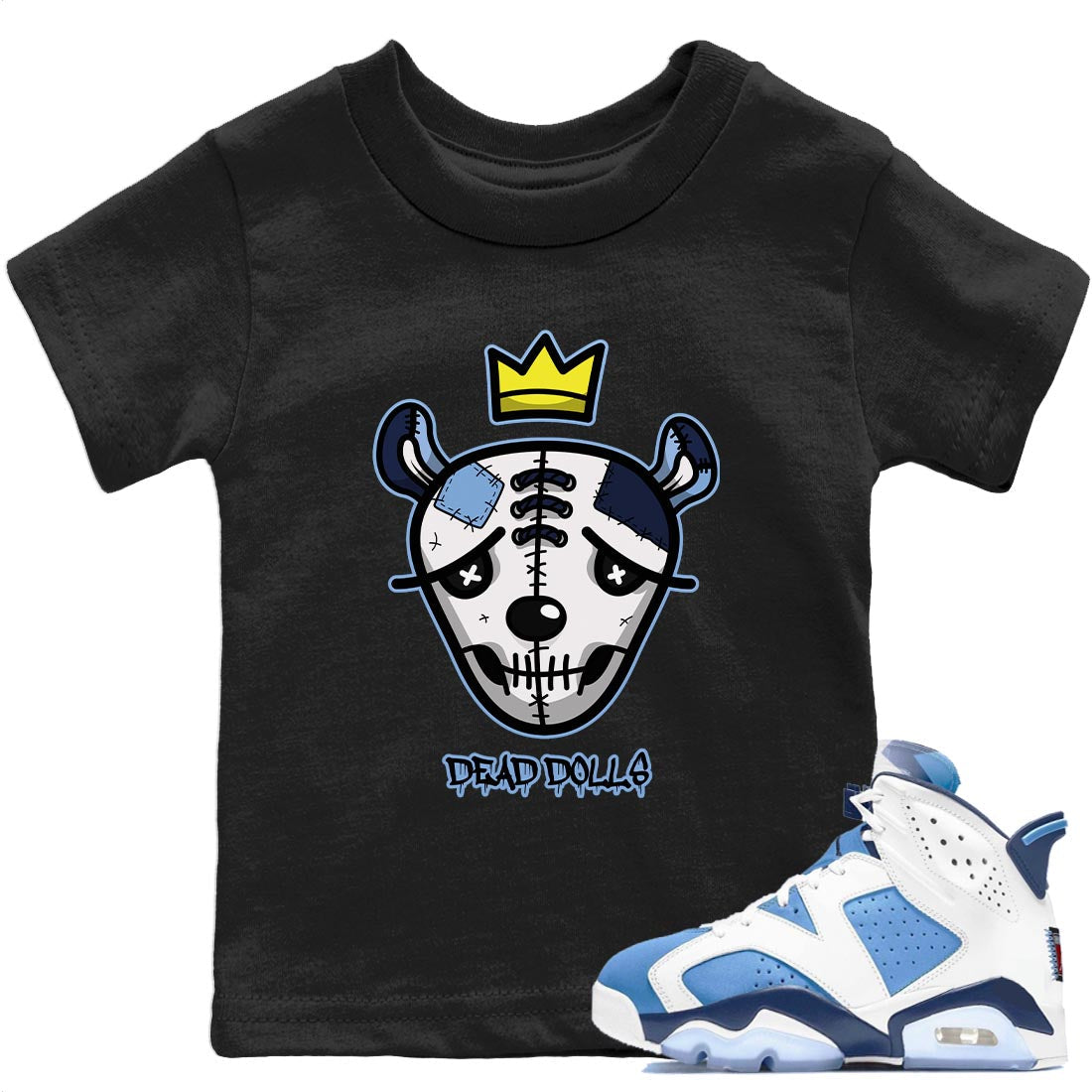 Jordan 6 UNC Sneaker Match Tees Dead Dolls Face Sneaker Tees Jordan 6 UNC Sneaker Release Tees Kids Shirts