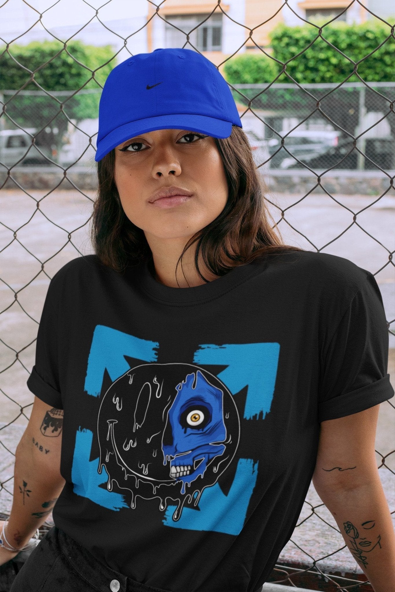 Jordan 2 OFF-WHITE Black Blue Sneaker Match Tees Dead Inside Sneaker Tees Jordan 2 OFF-WHITE Black Blue Sneaker Release Tees Unisex Shirts