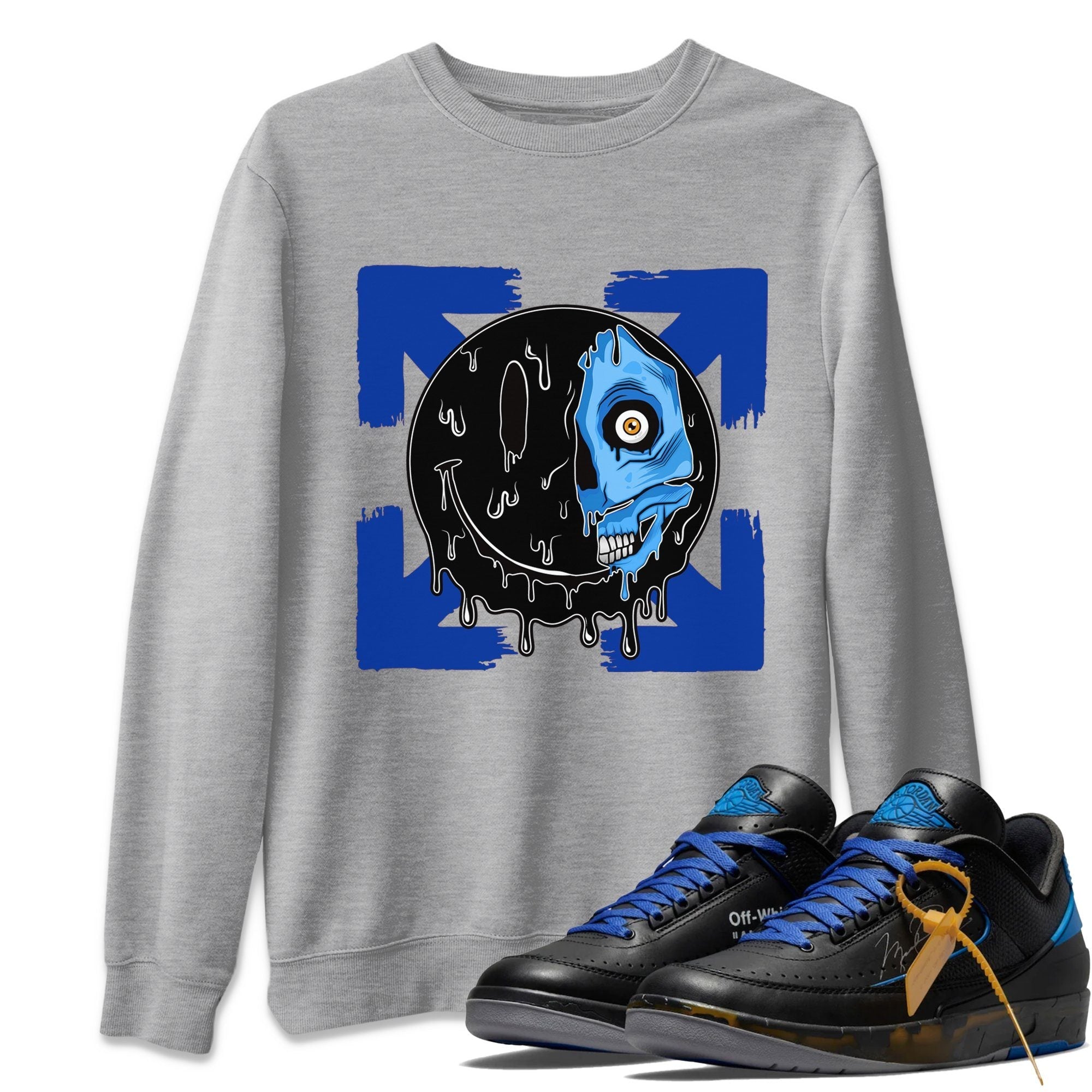 Jordan 2 OFF-WHITE Black Blue Sneaker Match Tees Dead Inside Sneaker Tees Jordan 2 OFF-WHITE Black Blue Sneaker Release Tees Unisex Shirts