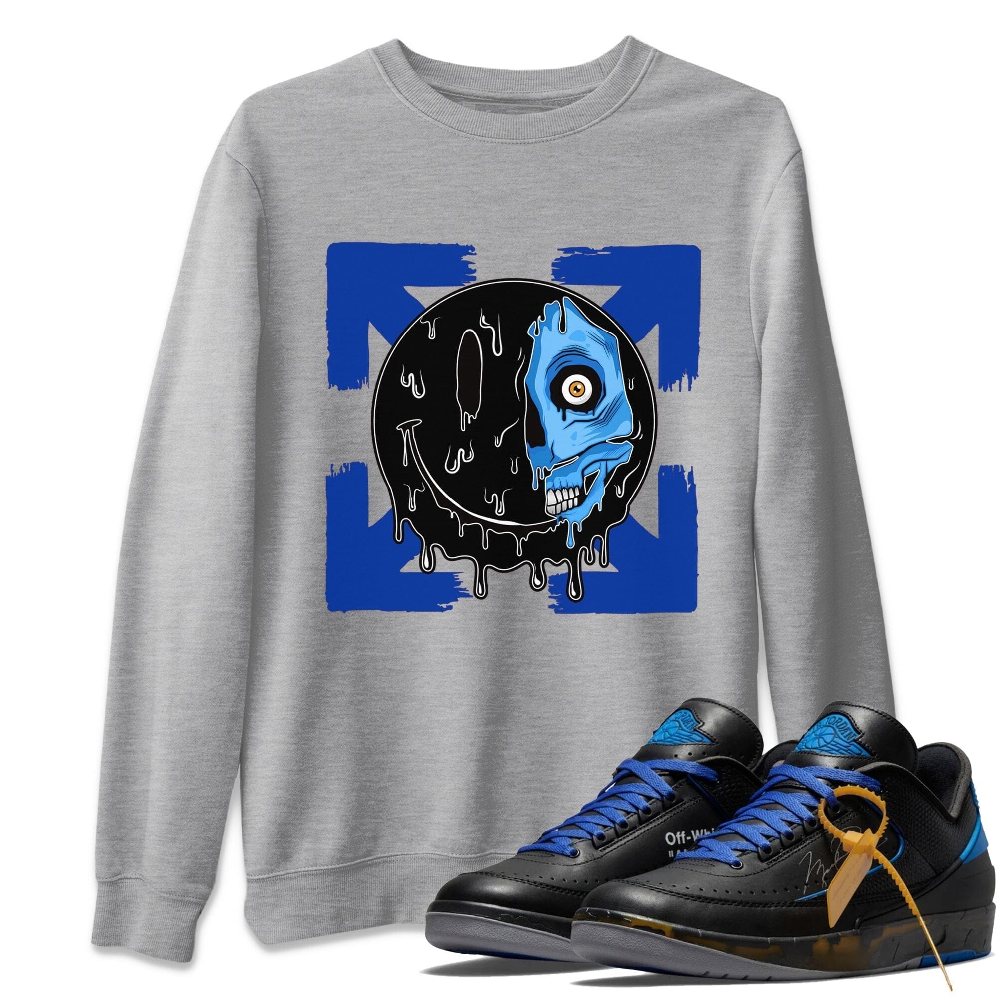 Jordan 2 OFF-WHITE Black Blue Sneaker Match Tees Dead Inside Sneaker Tees Jordan 2 OFF-WHITE Black Blue Sneaker Release Tees Unisex Shirts