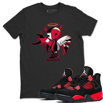Jordan 4 Red Thunder Sneaker Match Tees Devil Angel Sneaker Tees Jordan 4 Red Thunder Sneaker Release Tees Unisex Shirts