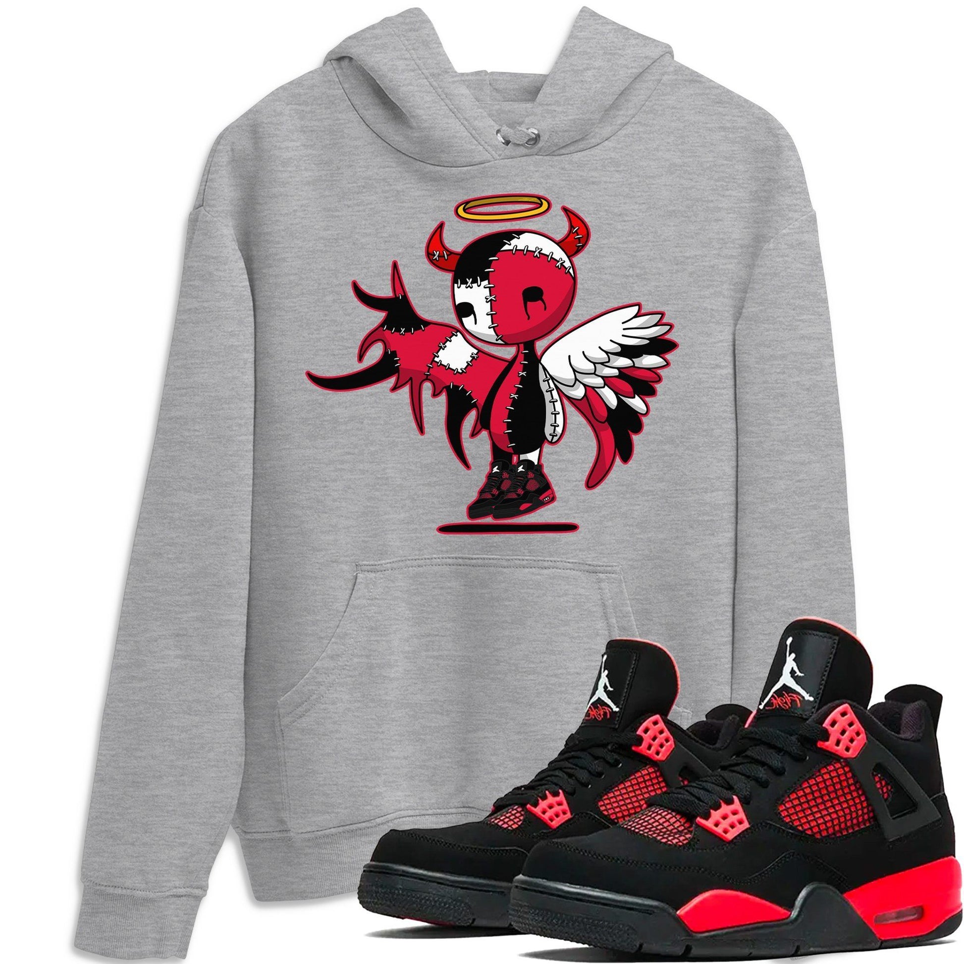 Jordan 4 Red Thunder Sneaker Match Tees Devil Angel Sneaker Tees Jordan 4 Red Thunder Sneaker Release Tees Unisex Shirts