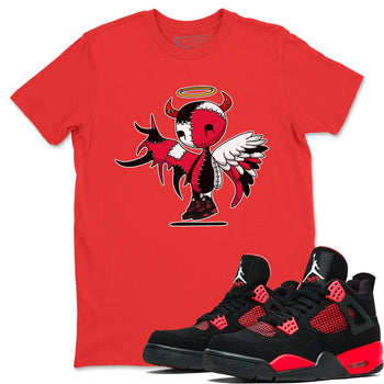 Jordan 4 Red Thunder Sneaker Match Tees Devil Angel Sneaker Tees Jordan 4 Red Thunder Sneaker Release Tees Unisex Shirts