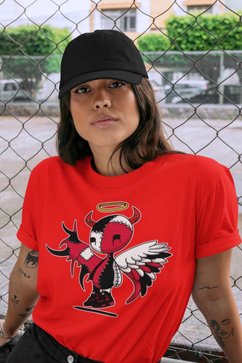 Jordan 4 Red Thunder Sneaker Match Tees Devil Angel Sneaker Tees Jordan 4 Red Thunder Sneaker Release Tees Unisex Shirts