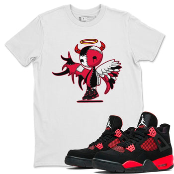 Jordan 4 Red Thunder Sneaker Match Tees Devil Angel Sneaker Tees Jordan 4 Red Thunder Sneaker Release Tees Unisex Shirts