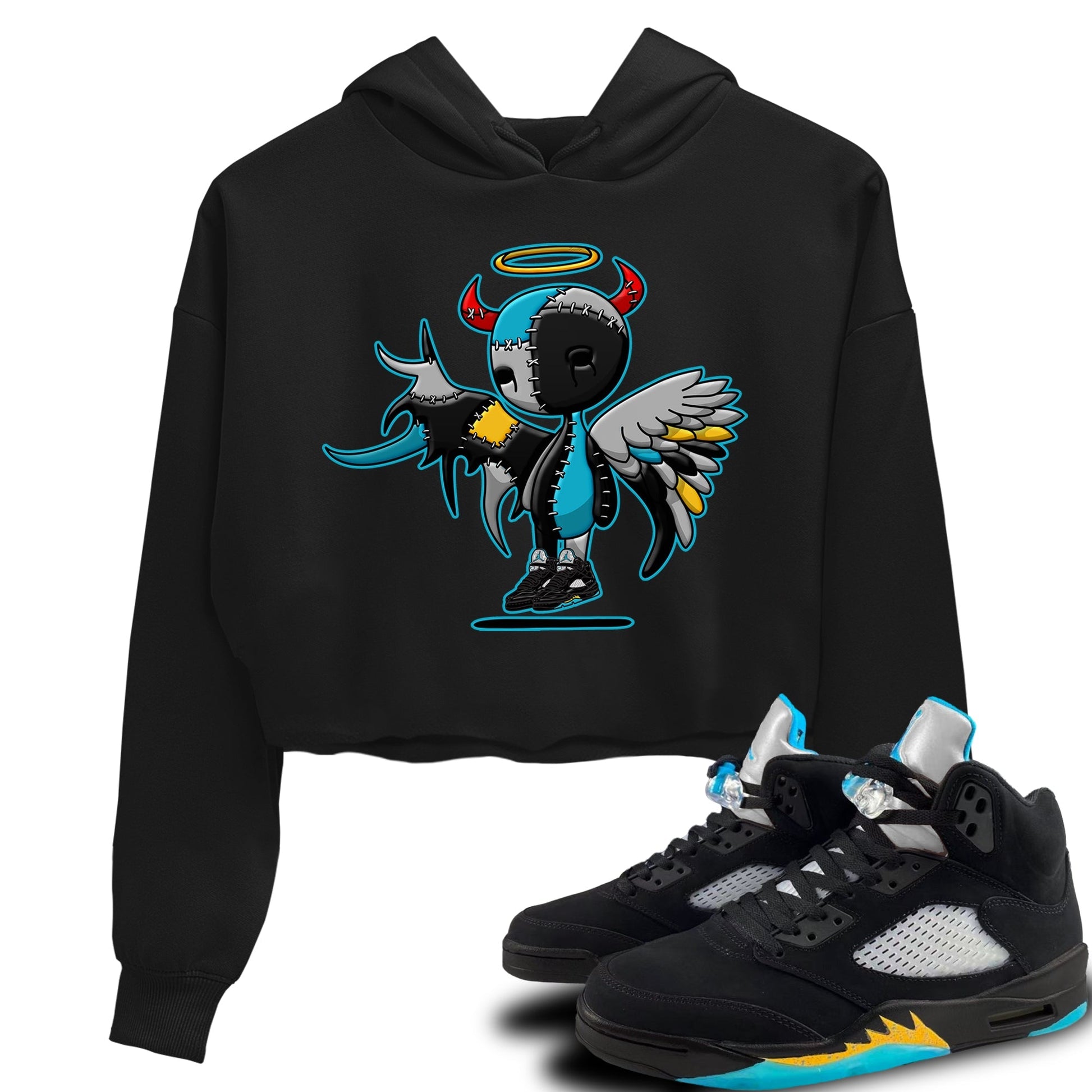 Jordan 5 Aqua Sneaker Match Tees Devil Angel Sneaker Tees Jordan 5 Aqua Sneaker Release Tees Women's Shirts