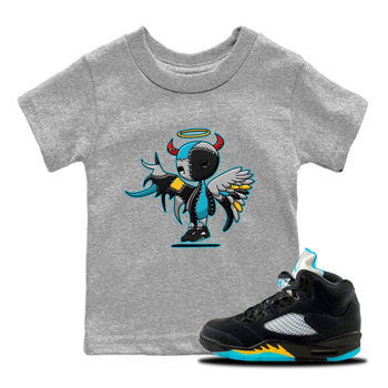 Jordan 5 Aqua Sneaker Match Tees Devil Angel Sneaker Tees Jordan 5 Aqua Sneaker Release Tees Kids Shirts