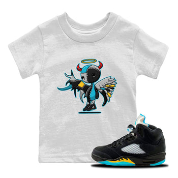 Jordan 5 Aqua Sneaker Match Tees Devil Angel Sneaker Tees Jordan 5 Aqua Sneaker Release Tees Kids Shirts