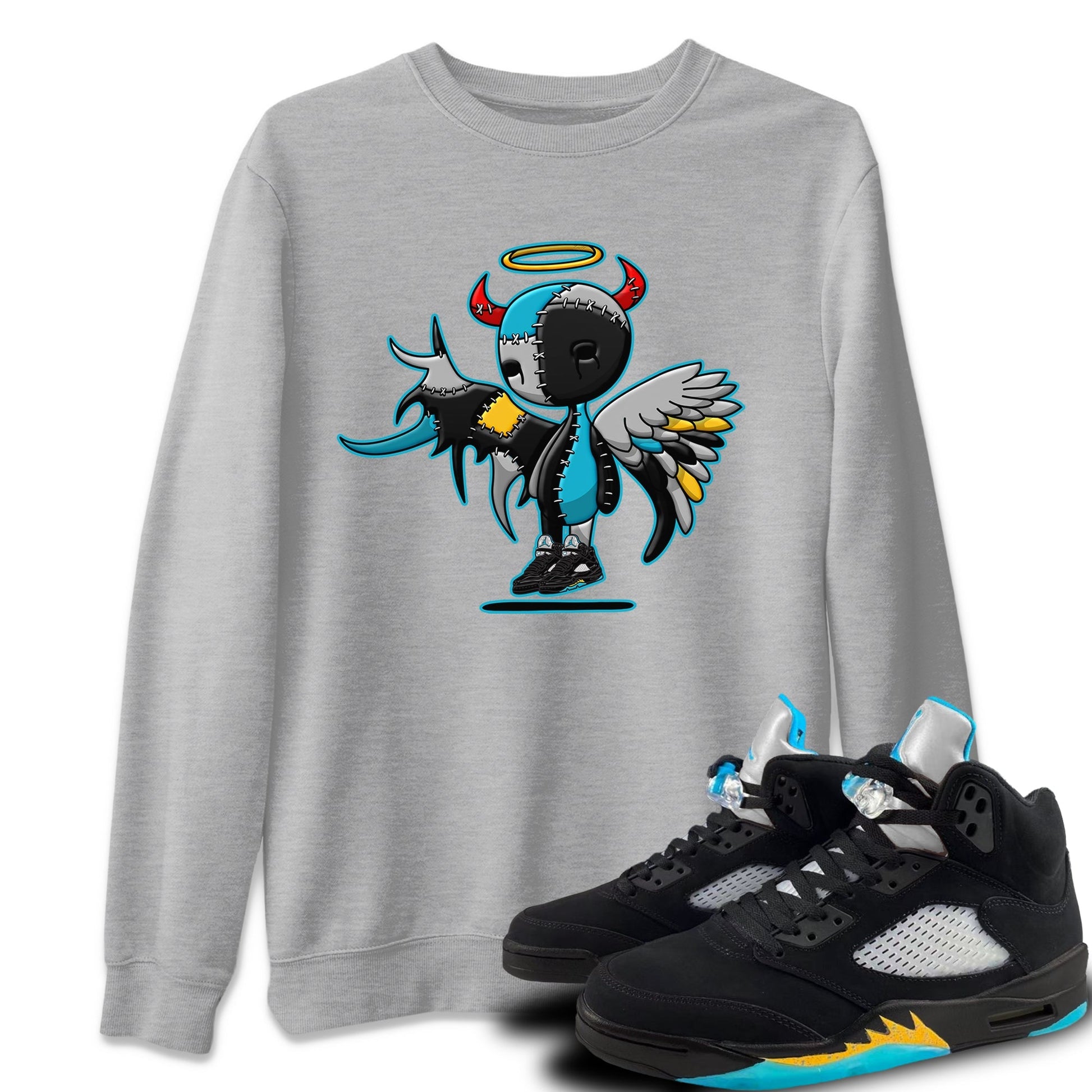 Jordan 5 Aqua Sneaker Match Tees Devil Angel Sneaker Tees Jordan 5 Aqua Sneaker Release Tees Unisex Shirts