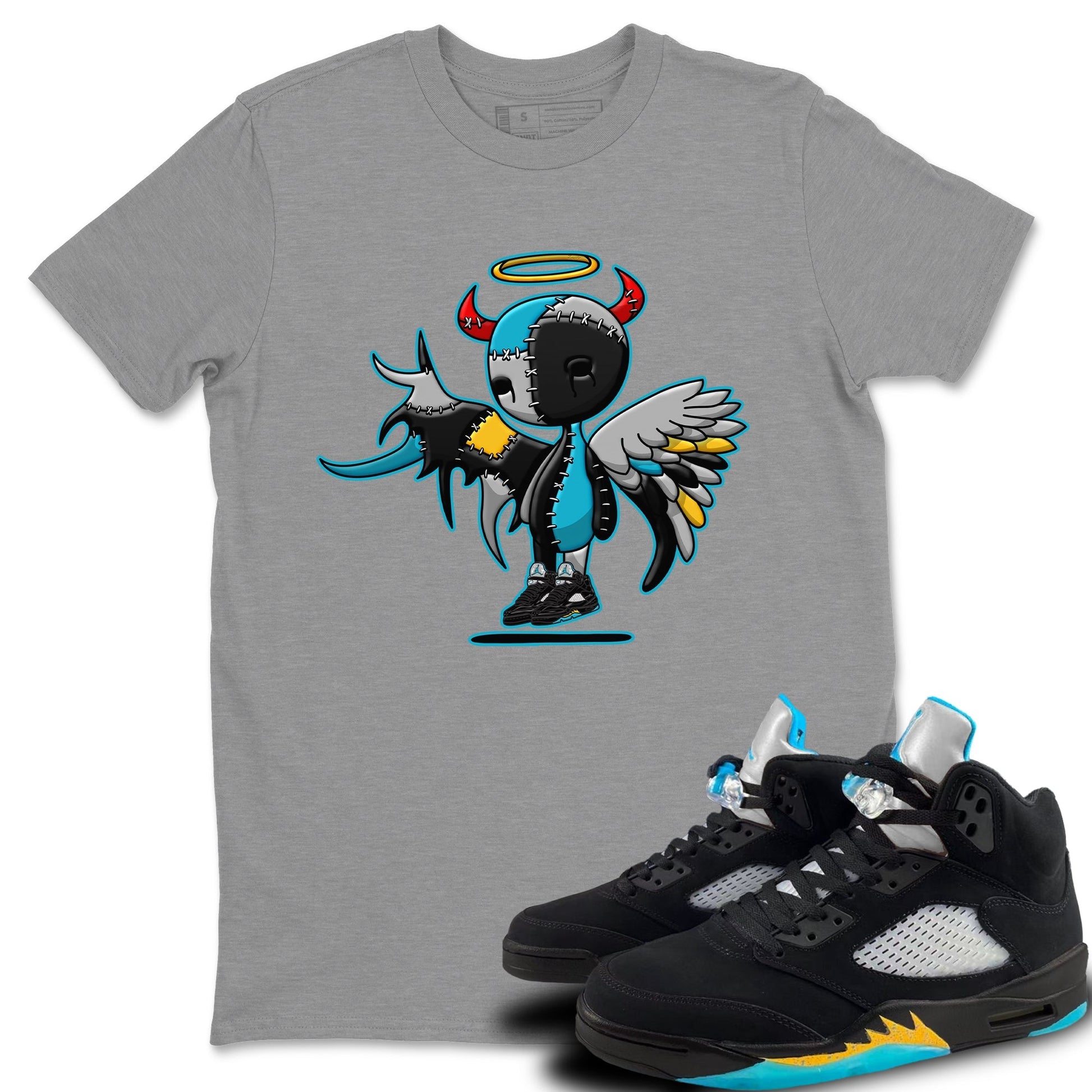 Jordan 5 Aqua Sneaker Match Tees Devil Angel Sneaker Tees Jordan 5 Aqua Sneaker Release Tees Unisex Shirts