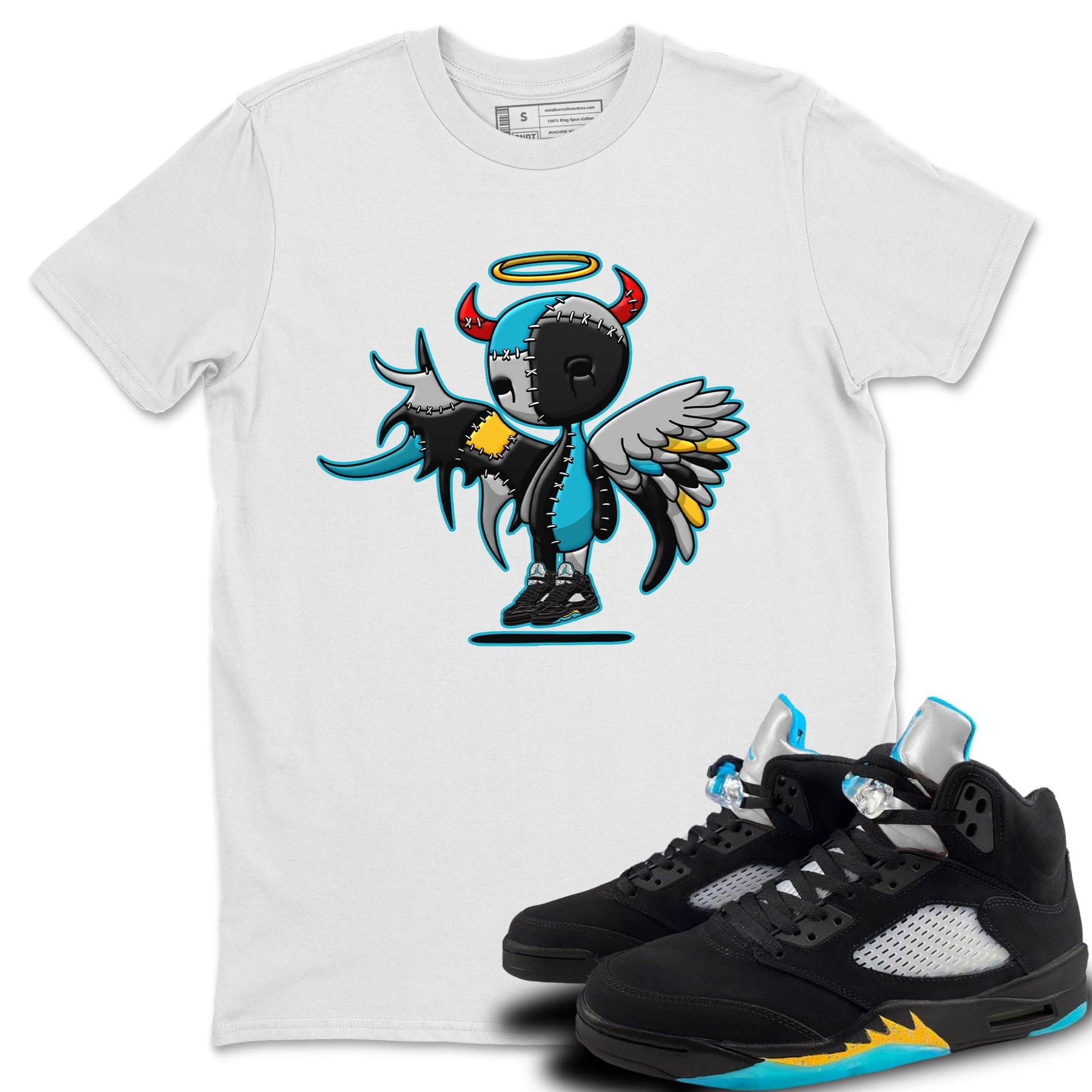 Jordan 5 Aqua Sneaker Match Tees Devil Angel Sneaker Tees Jordan 5 Aqua Sneaker Release Tees Unisex Shirts