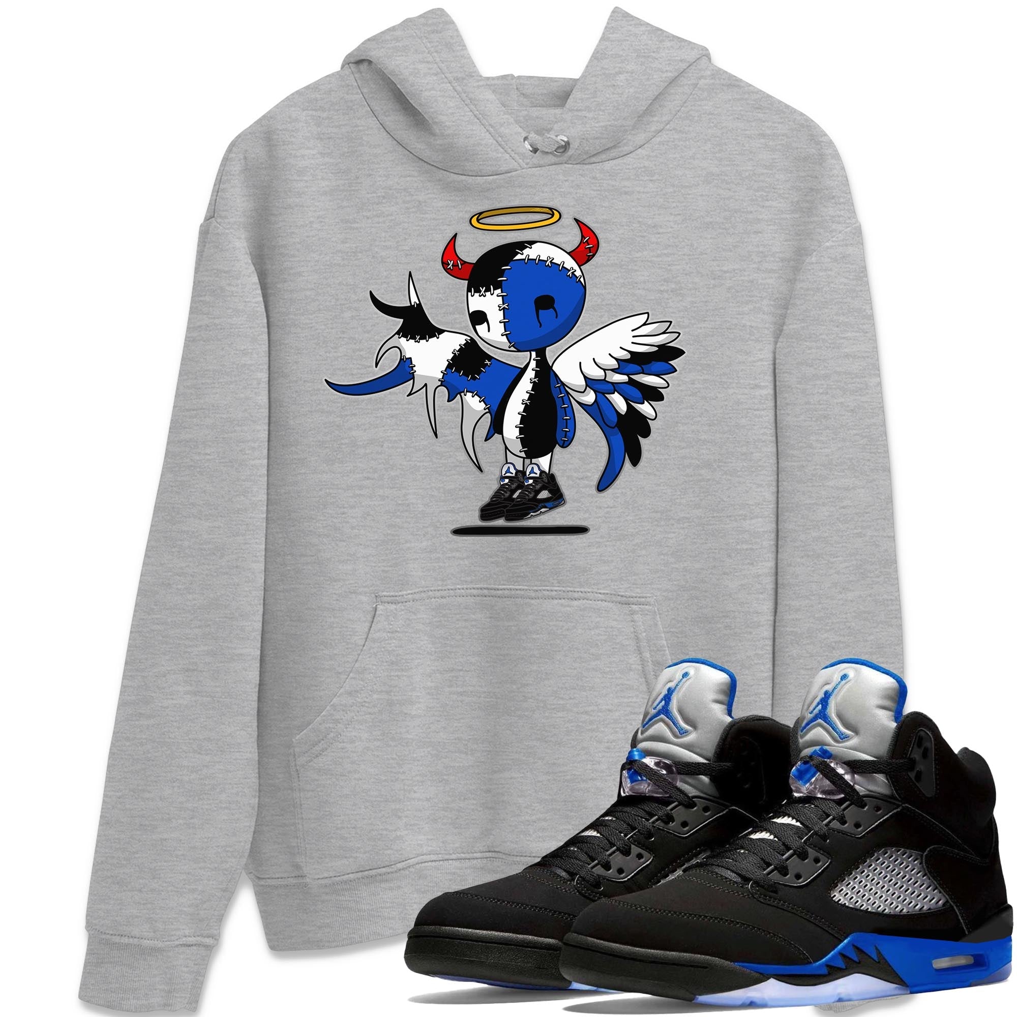 Jordan 5 Racer Blue Sneaker Match Tees Devil Angel Sneaker Tees Jordan 5 Racer Blue Sneaker Release Tees Unisex Shirts