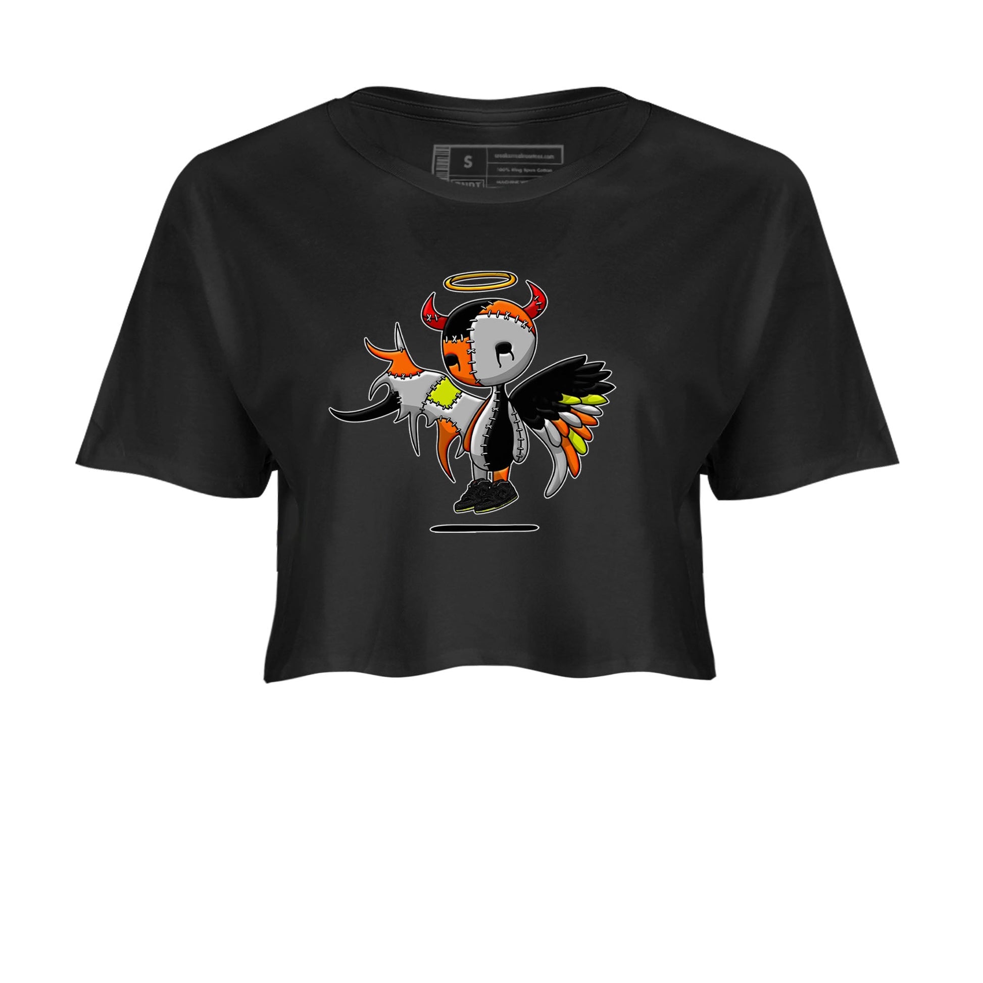 Nike Dunk Mid Premium shirt to match jordans Devil Angel sneaker tees Nike Dunk Mid Halloween SNRT Sneaker Tees Sneaker Matching Clothing Brand Black 2 Crop T-Shirt