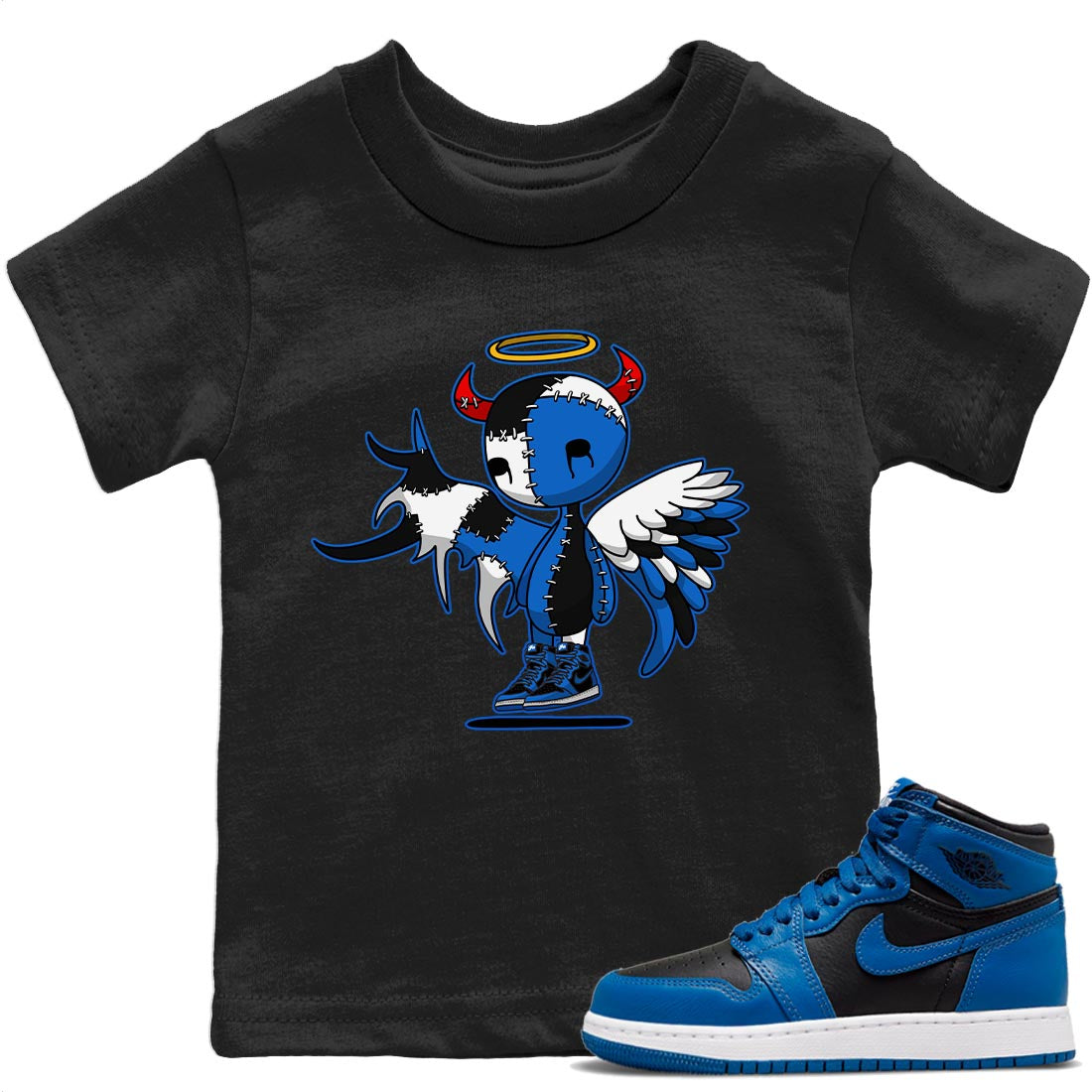 Jordan 1 Dark Marina Blue Sneaker Match Tees Devil Angel Sneaker Tees Jordan 1 Dark Marina Blue Sneaker Release Tees Kids Shirts