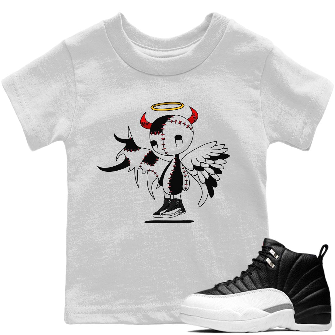 Jordan 12 Playoffs Sneaker Match Tees Devil Angel Sneaker Tees Jordan 12 Playoffs Sneaker Release Tees Kids Shirts
