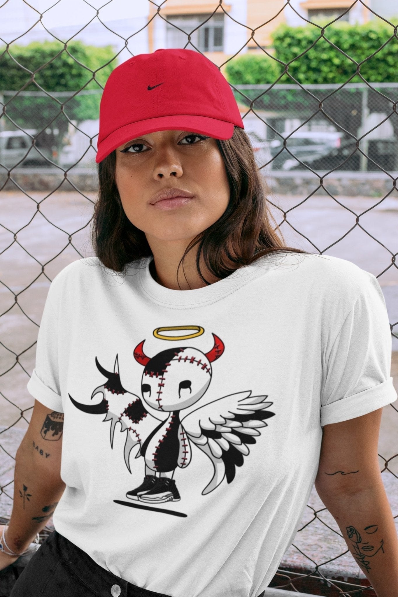 Jordan 12 Playoffs Sneaker Match Tees Devil Angel Sneaker Tees Jordan 12 Playoffs Sneaker Release Tees Unisex Shirts