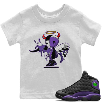 Jordan 13 Court Purple Sneaker Match Tees Devil Angel Sneaker Tees Jordan 13 Court Purple Sneaker Release Tees Kids Shirts