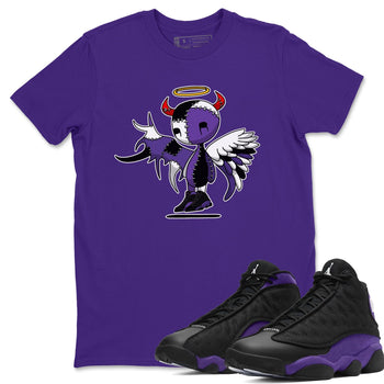 Jordan 13 Court Purple Sneaker Match Tees Devil Angel Sneaker Tees Jordan 13 Court Purple Sneaker Release Tees Unisex Shirts