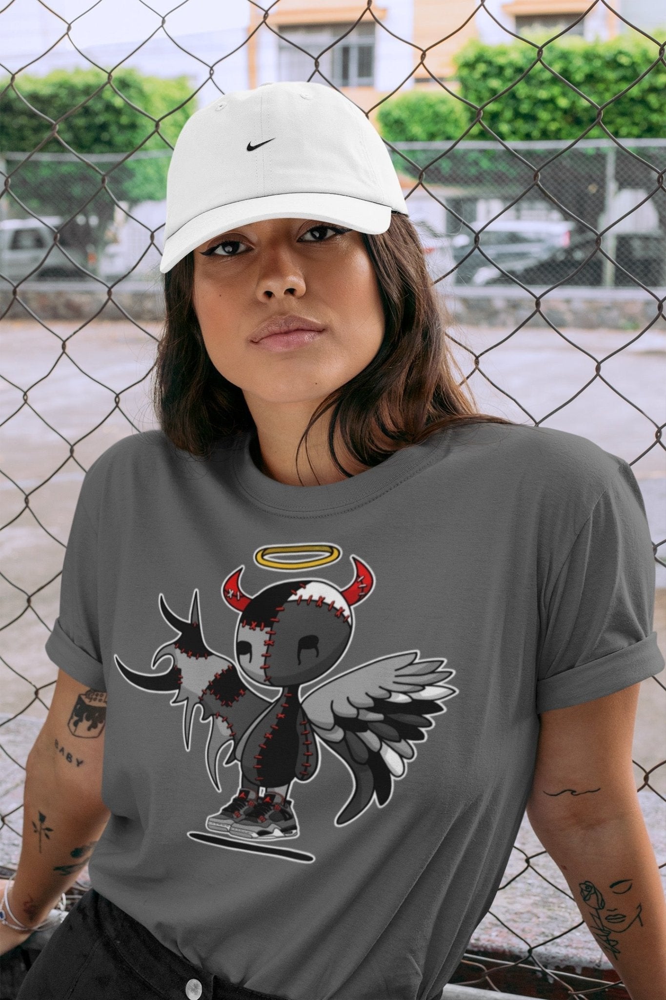 Jordan 4 Infrared Sneaker Match Tees Devil Angel Sneaker Tees Jordan 4 Infrared Sneaker Release Tees Unisex Shirts