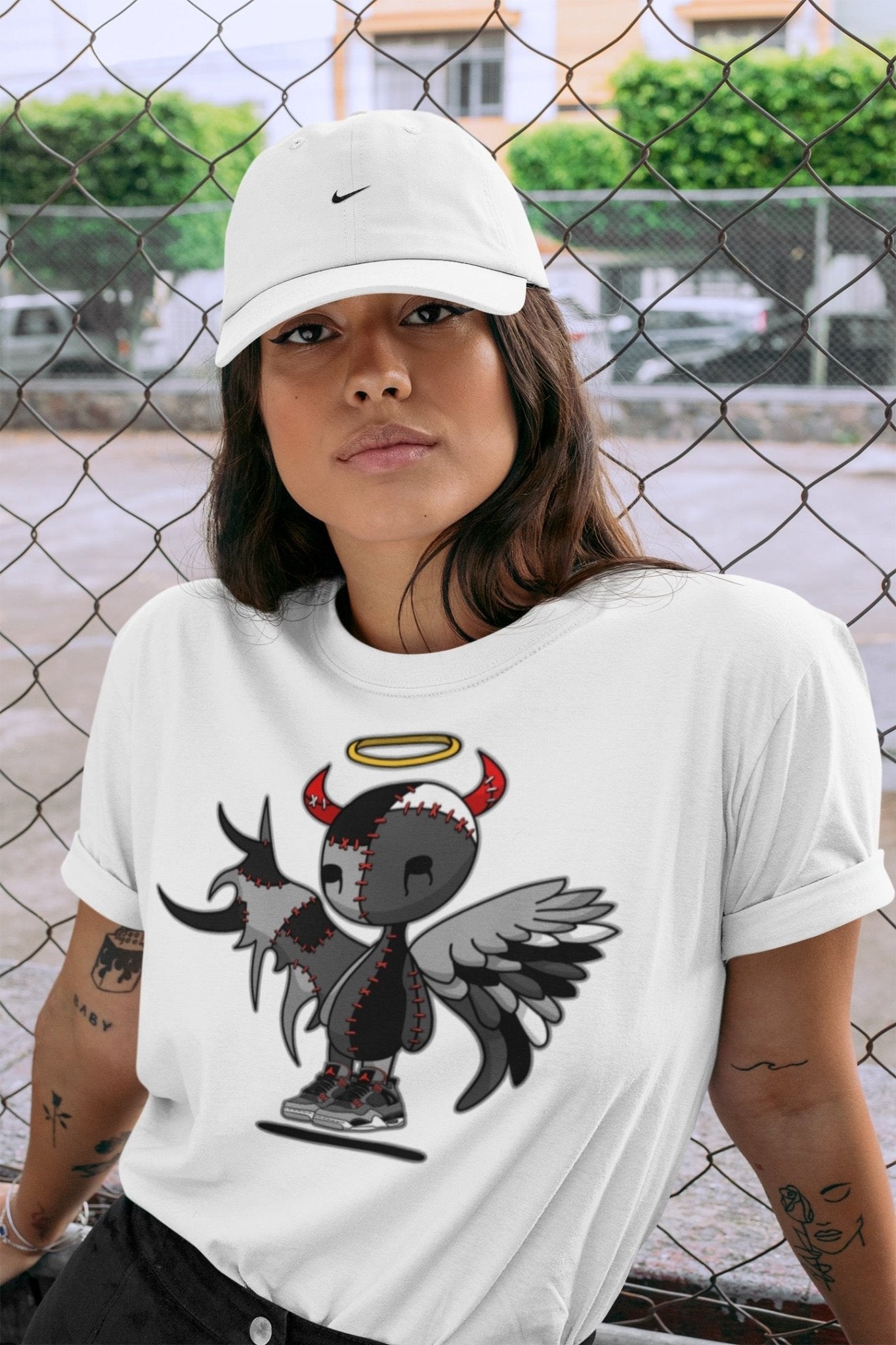 Jordan 4 Infrared Sneaker Match Tees Devil Angel Sneaker Tees Jordan 4 Infrared Sneaker Release Tees Unisex Shirts