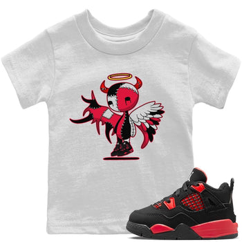 Jordan 4 Red Thunder Sneaker Match Tees Devil Angel Sneaker Tees Jordan 4 Red Thunder Sneaker Release Tees Kids Shirts