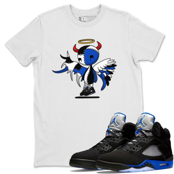 Jordan 5 Racer Blue Sneaker Match Tees Devil Angel Sneaker Tees Jordan 5 Racer Blue Sneaker Release Tees Unisex Shirts