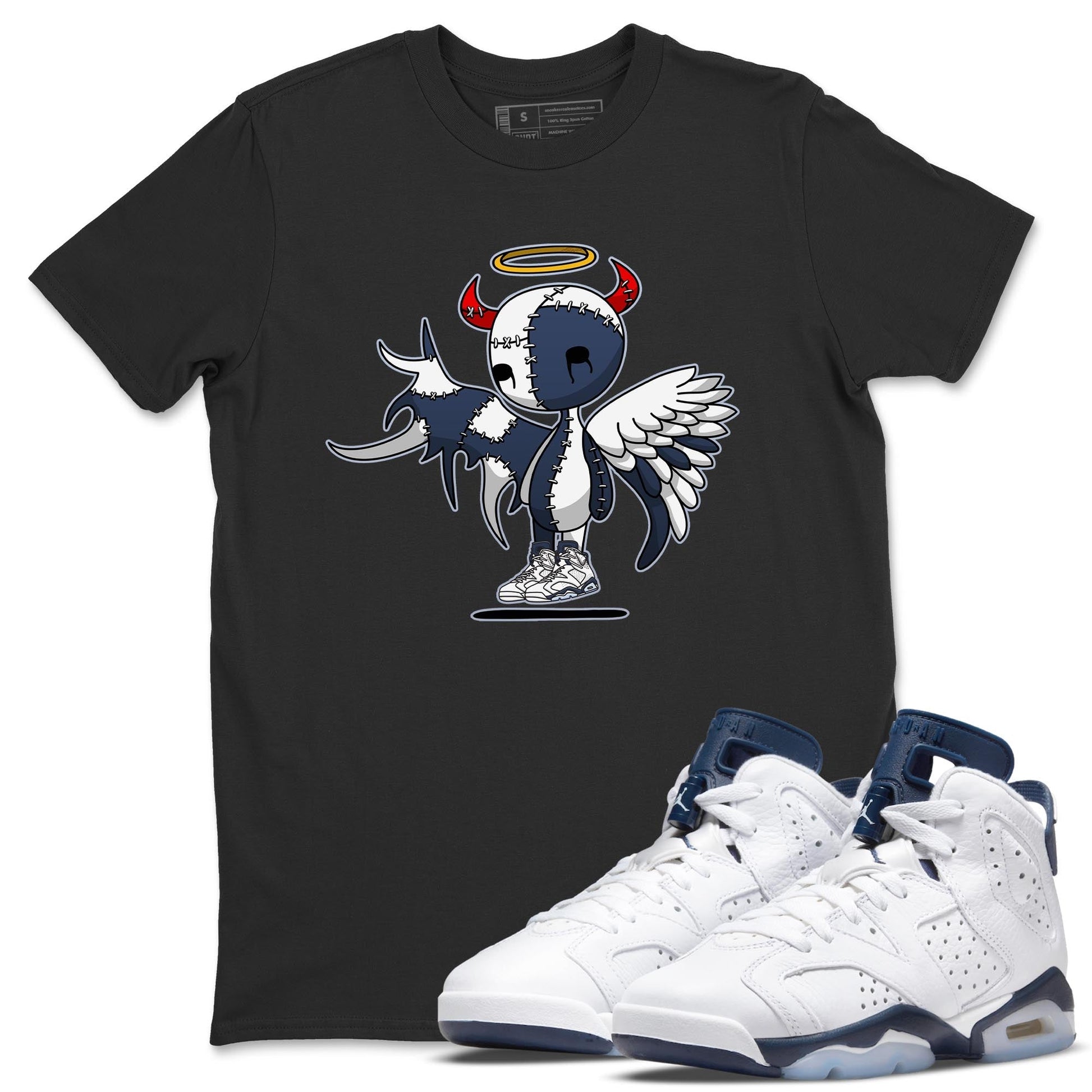 Jordan 6 Midnight Navy Sneaker Match Tees Devil Angel Sneaker Tees Jordan 6 Midnight Navy Sneaker Release Tees Unisex Shirts