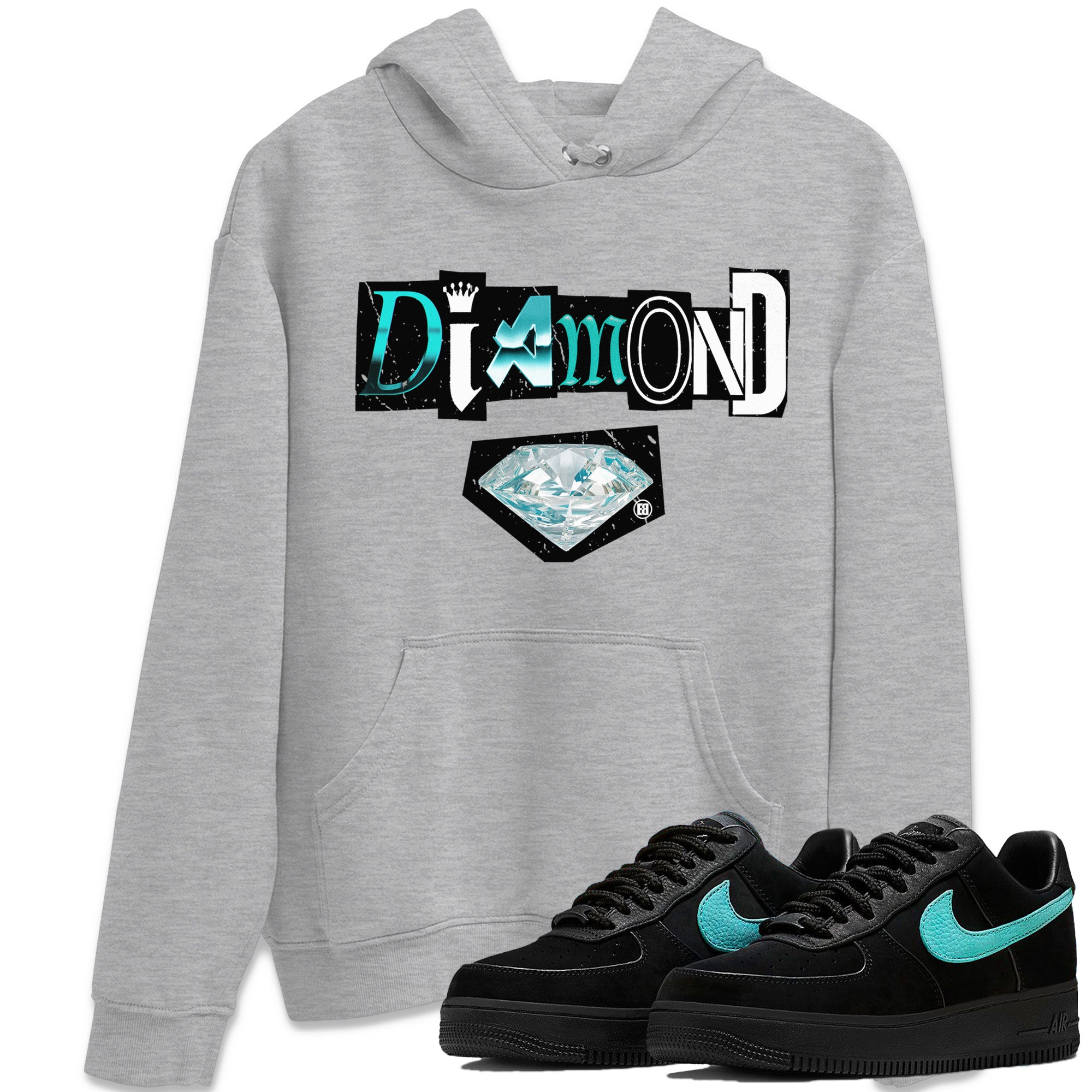 Air Force 1 Tiffany Sneaker Match Tees Diamond Letter Sneaker Tees Air Force 1 Low x Tiffany Sneaker Release Tees Unisex Shirts Heather Grey 1