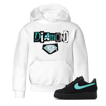 Diamond Letter Kids Tops - Air Force 1 Tiffany - SNRT Sneaker Tee