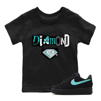 Diamond Letter Kids Tops - Air Force 1 Tiffany - SNRT Sneaker Tee