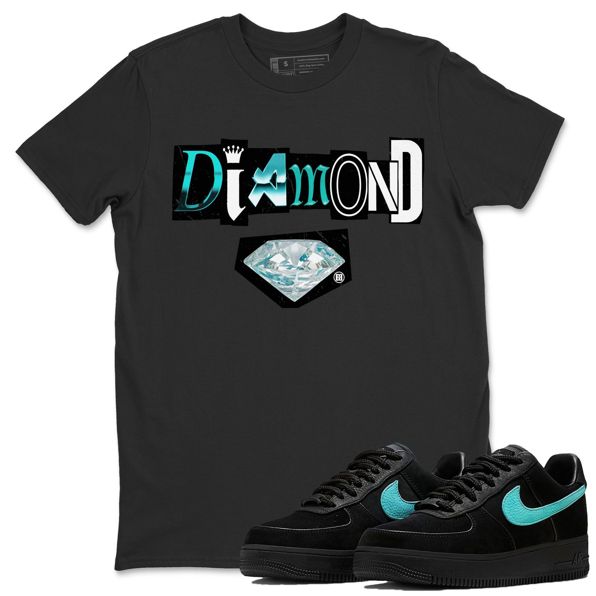 Air Force 1 Tiffany Sneaker Match Tees Diamond Letter Sneaker Tees Air Force 1 Low x Tiffany Sneaker Release Tees Unisex Shirts Black 1