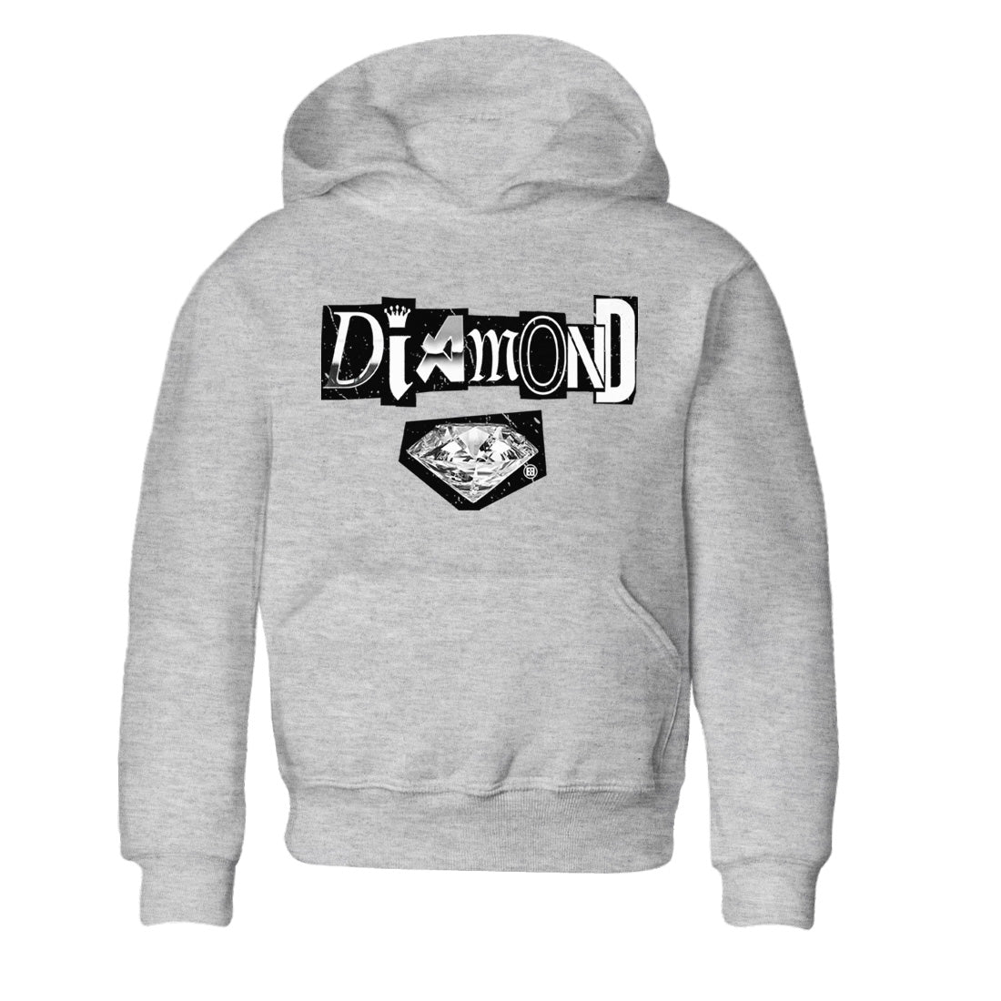 Air Jordan 14 Metallic Silver Sneaker Match Tees Diamond Letter Sneaker Tees Jordan 14 Metallic Silver Sneaker Release Tees Kids Shirts Heather Grey 2