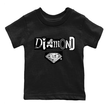 Air Jordan 14 Metallic Silver Sneaker Match Tees Diamond Letter Sneaker Tees Jordan 14 Metallic Silver Sneaker Release Tees Kids Shirts Black 2