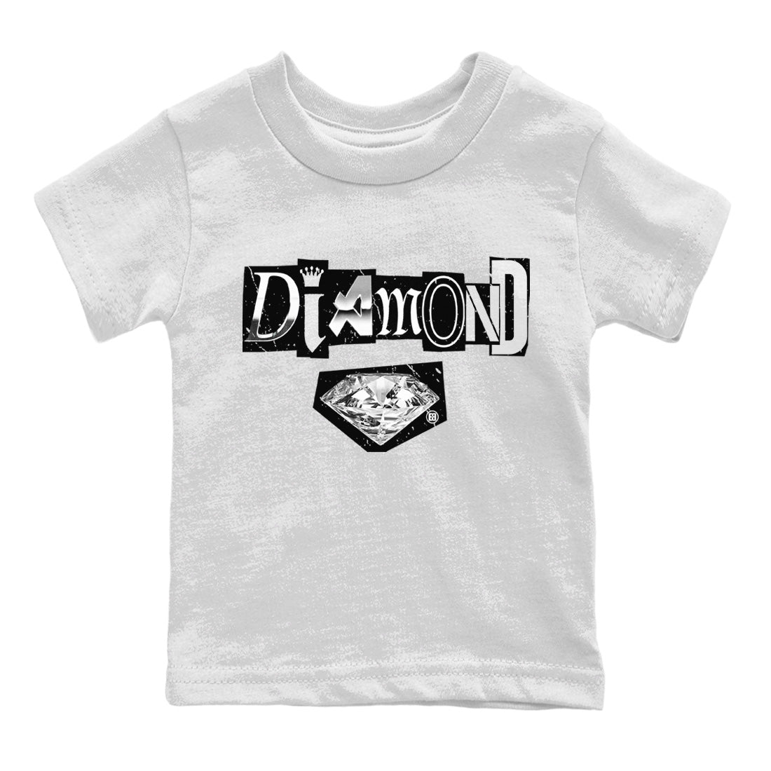 Air Jordan 14 Metallic Silver Sneaker Match Tees Diamond Letter Sneaker Tees Jordan 14 Metallic Silver Sneaker Release Tees Kids Shirts White 2