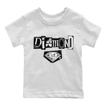 Air Jordan 14 Metallic Silver Sneaker Match Tees Diamond Letter Sneaker Tees Jordan 14 Metallic Silver Sneaker Release Tees Kids Shirts White 2