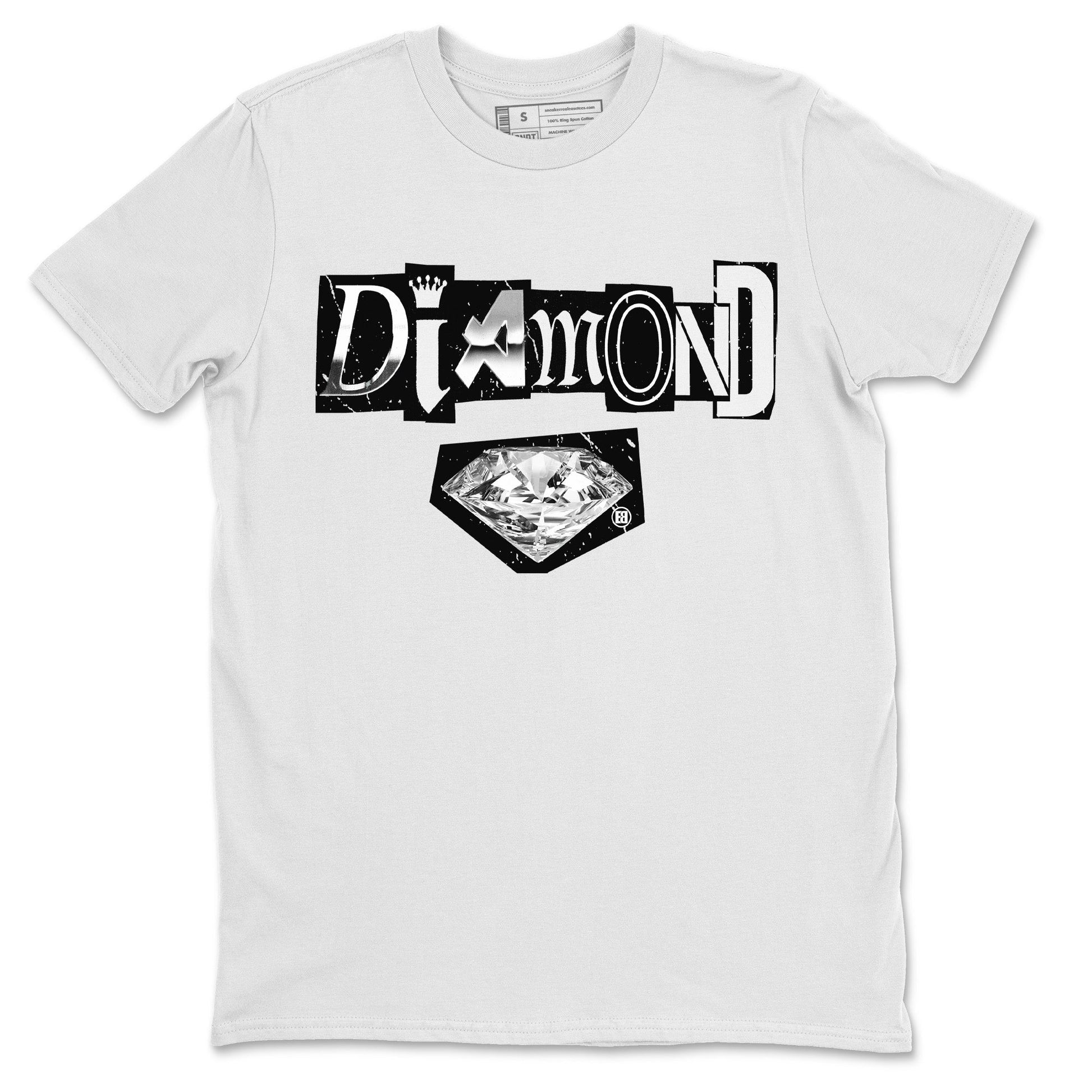 Air Jordan 14 Metallic Silver Sneaker Match Tees Diamond Letter Sneaker Tees Jordan 14 Metallic Silver Sneaker Release Tees Unisex Shirts White 2