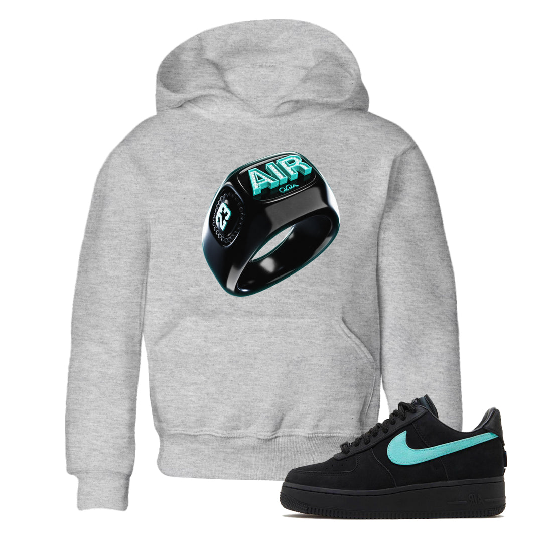 Air Force 1 Tiffany Sneaker Match Tees Diamond Ring Sneaker Tees Nike Tiffany AF1Sneaker Release Tees Kids Shirts Heather Grey 1