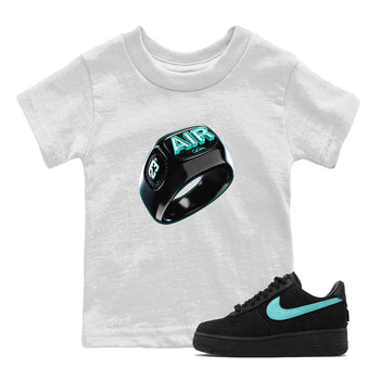 Air Force 1 Tiffany Sneaker Match Tees Diamond Ring Sneaker Tees Nike Tiffany AF1Sneaker Release Tees Kids Shirts White 1
