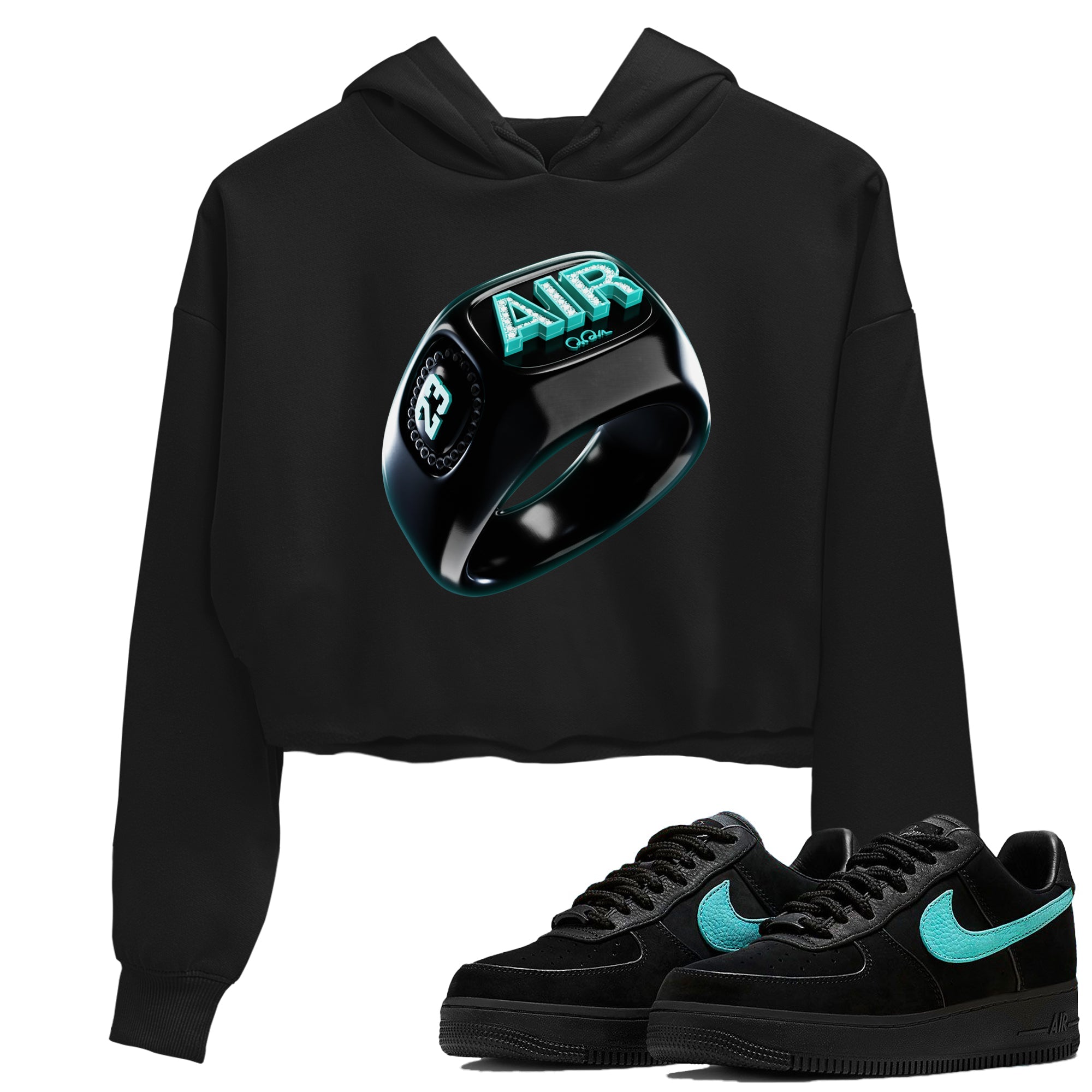 Air Force 1 Tiffany Sneaker Match Tees Diamond Ring Sneaker Tees Nike Tiffany AF1Sneaker Release Tees Women's Shirts Black 1