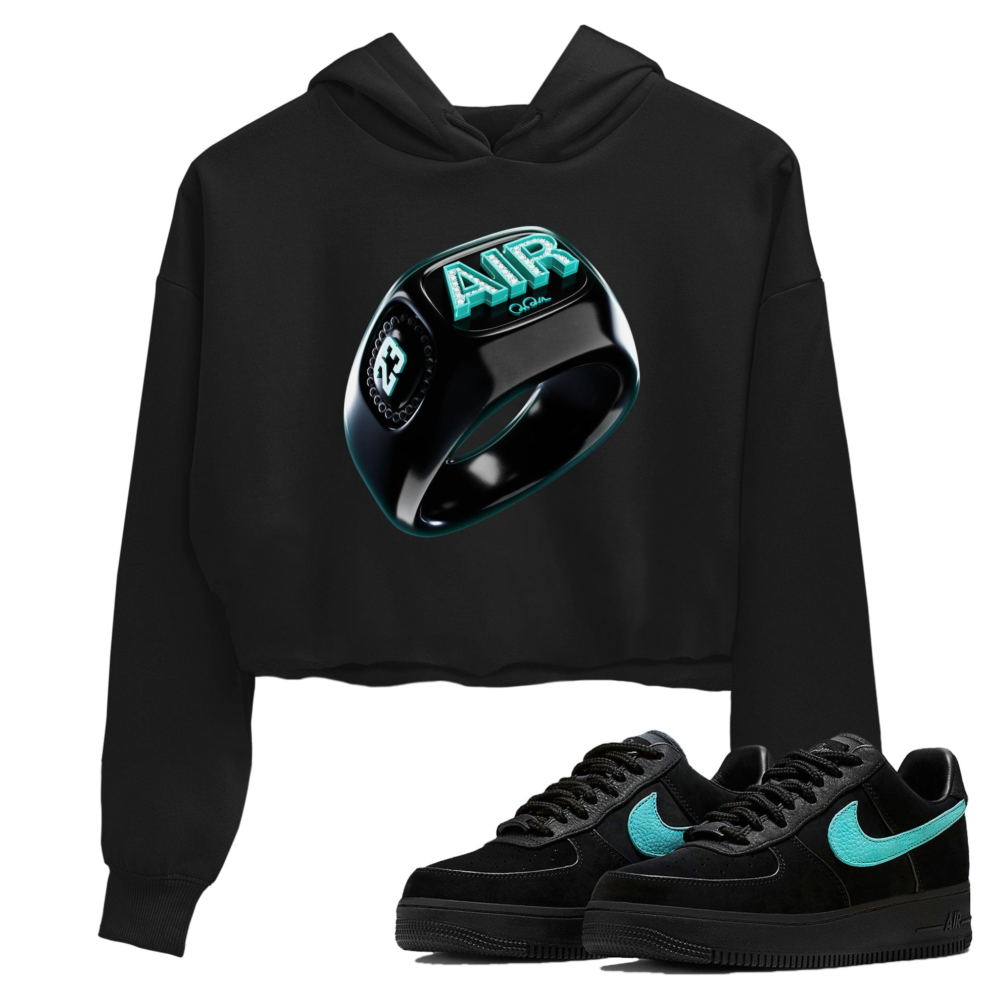 Air Force 1 Tiffany Sneaker Match Tees Diamond Ring Sneaker Tees Nike Tiffany AF1Sneaker Release Tees Women's Shirts Black 1