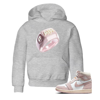 AJ1 Retro High OG Washed Pink Sneaker Match Tees Diamond Ring Sneaker Tees AJ1 Retro High OG Washed Pink Sneaker Release Tees Kids Shirts Heather Grey 1