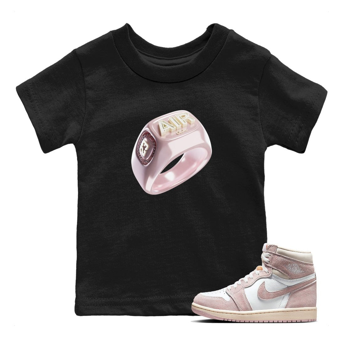 AJ1 Retro High OG Washed Pink Sneaker Match Tees Diamond Ring Sneaker Tees AJ1 Retro High OG Washed Pink Sneaker Release Tees Kids Shirts Black 1