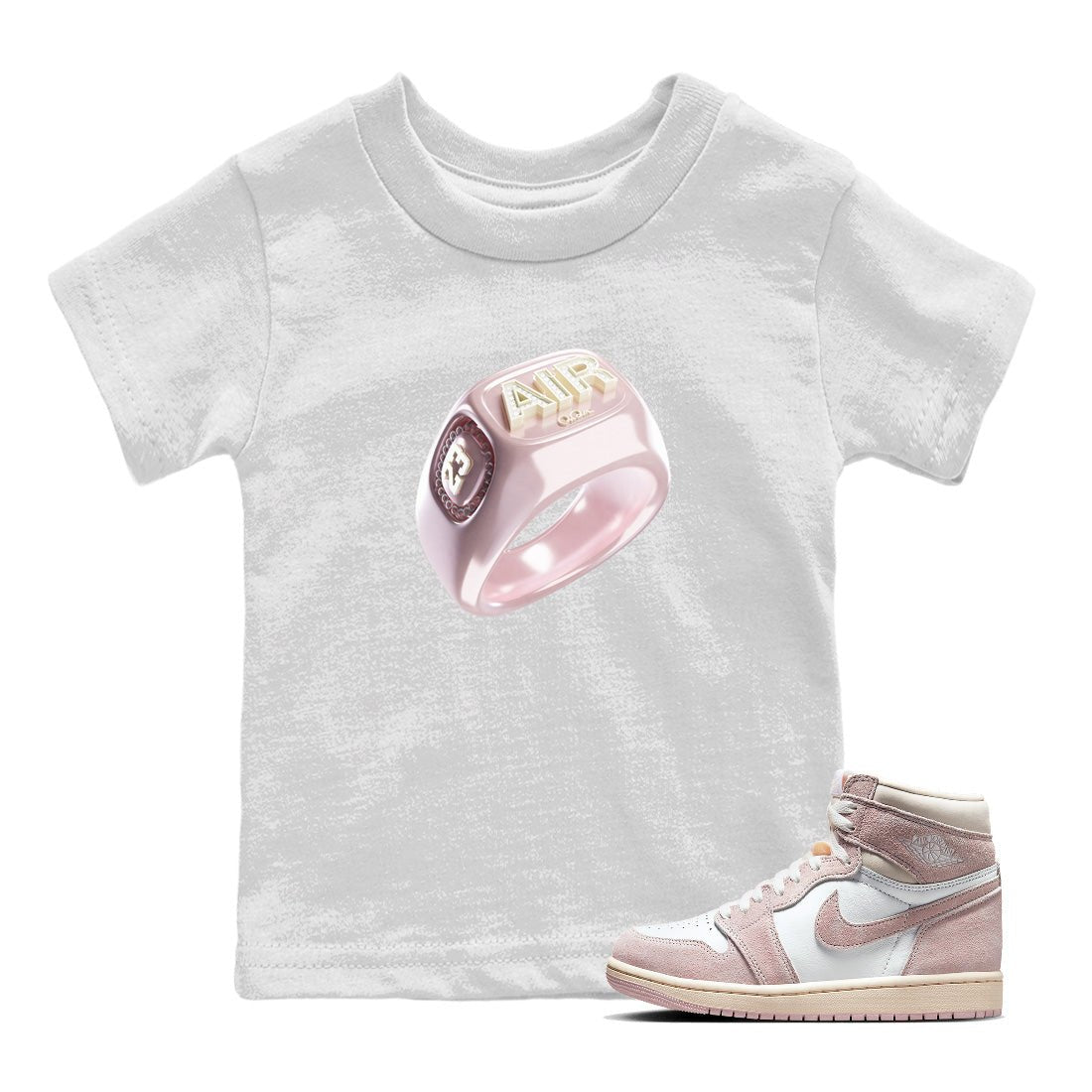 AJ1 Retro High OG Washed Pink Sneaker Match Tees Diamond Ring Sneaker Tees AJ1 Retro High OG Washed Pink Sneaker Release Tees Kids Shirts White 1