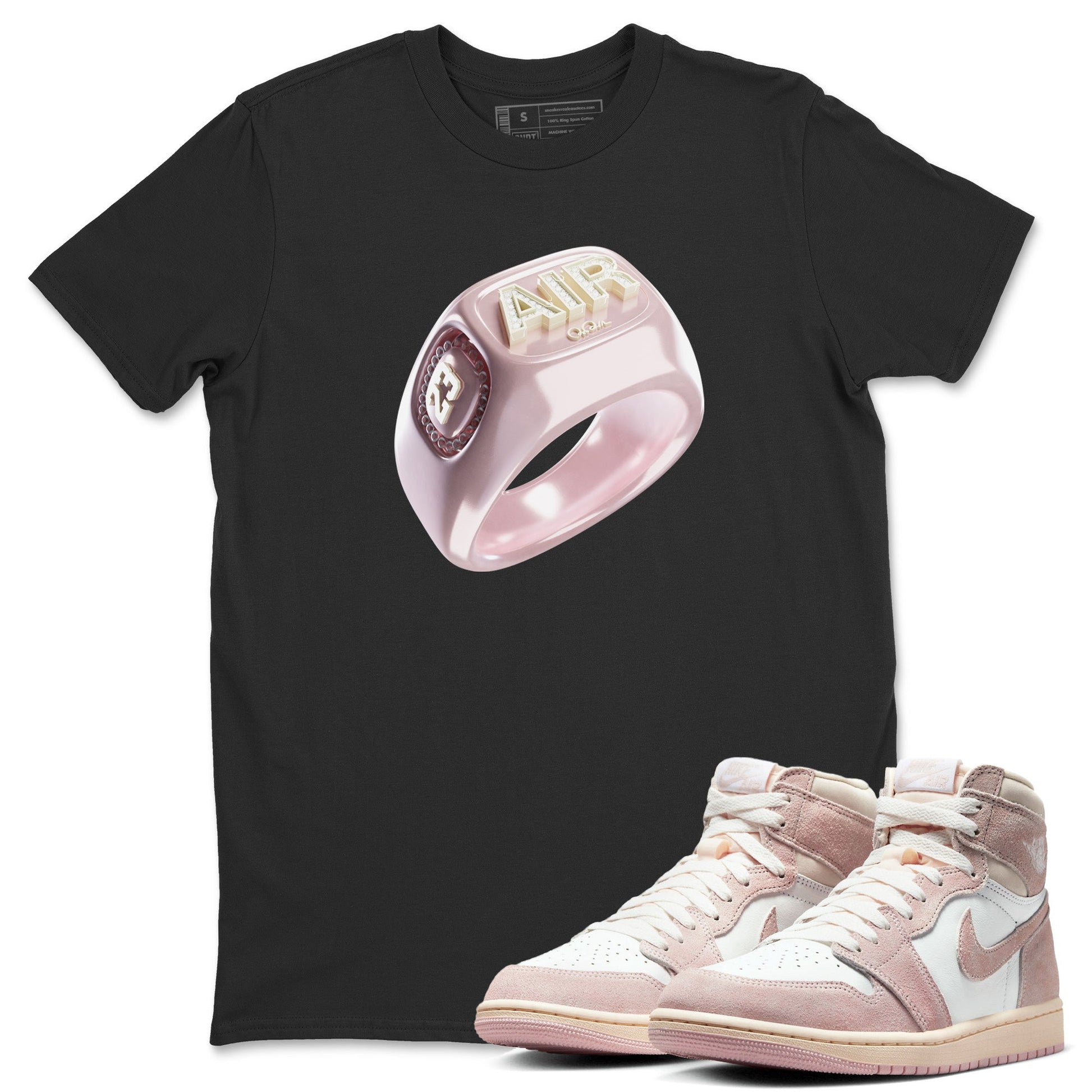 AJ1 Retro High OG Washed Pink Sneaker Match Tees Diamond Ring Sneaker Tees AJ1 Retro High OG Washed Pink Sneaker Release Tees Unisex Shirts Black 1